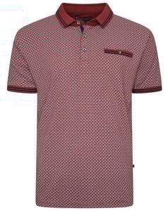 KAM Piqué-Poloshirt mit Dobby-Print in Weinrot